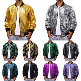 Men's Jackets Barry Wang Silk for Men Long Sleeve Gold Silver Blue Green Black Purple Red Streetwear Zip Up Coats Windbreaker Blazer 231207