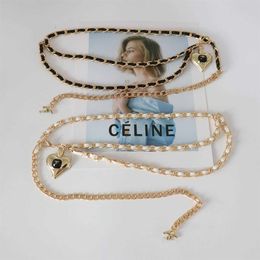 TopSelling Famous brand Ladies Metal Chain dress decoration fashion temperament rope Peach Heart Navel Classic luxury belt women D189F