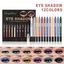 Eye Shadow 12 Colors Makeup Eyeshadow Stick Pen Set Cosmetics Shimmer Pencil Kit Lasting Pigment Waterproof Colorful Tools 231207