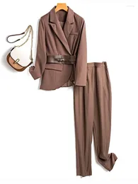 Women's Two Piece Pants Elegant Business Chic Office Lady Blazer Buits Women Pant Sets 2 Outfits 2023 Autumn Jacket And Pencil Trousers Set