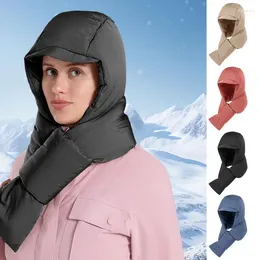 Bandanas Hooded Scarf Thickening Waterproof Down Integrated Ear Protection Winter Hood Neck Warmer For Cold Weather