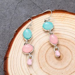 Dangle Earrings Delicate Natural Moonstone Drop For Women Charms Jewelry 2023 Oval Pink Blue Stone Wedding Engagement Gift