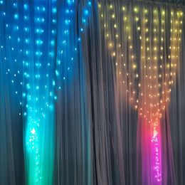 Christmas Decorations Curtain LED Garland String Fairy Lights RGB USB Remote LED Light For Christmas Year Party Home Window Bedroom Decoration 231207