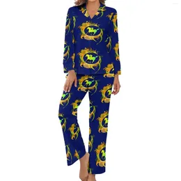 Women's Sleepwear Faster Horse Pajamas Woman Abstract Art Romantic Nightwear Spring Long Sleeve 2 Piece Night V Neck Custom Pajama Sets