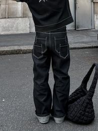 Men's Jeans Multi Pocket Baggy Wide Leg For Men Y2k High Street Black Loose Casual Pants HipHop Fashion Workwear 231207