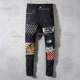 Amirs Mens Designers Jeans Distressed Ripped Biker Slim Straight Denim for Men S Print Army Fashion Mans Skinny Pant 958