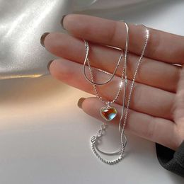 Elegant Heart 1pc Shaped Synthetic Moonstone Pendant Necklace Exquisite Graduation Party Commemorative Gift