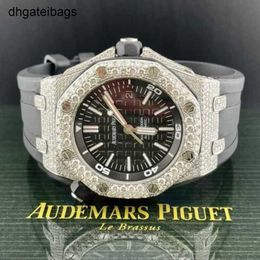 Audemar Pigue Watch Ap Royal Oak Offshore 42mm Diving Ice 15 Carat Diamond Steel Frj