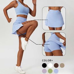 Lu Lu Yoga Outfit False 2-piece Skirt Leggings for Fitness Women Gym Sport Align Lemonswear Running Shorts Push Up Sport Align Lemon Tights Workout Clothes