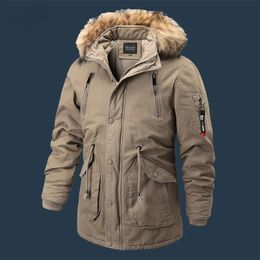 Men's Jackets Solid Fashion Casual Outwear Winter Mens Warm Fleece Parkas Male Windproof Thick Hooded Fur Collar Parka Coat 231207