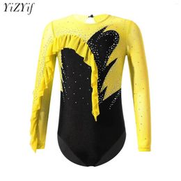 Stage Wear Kids Girls Ballet Leotard Rhinestone Hollow Back Gymnastic Costumes Exercise Clothes Ballerina Skating Dance Competition Dresses