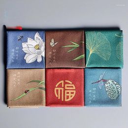 Tea Napkins Hand-painted Embroidered Velvet Towel High-grade Water-absorbing Kungfu Set Accessories Cloth Square