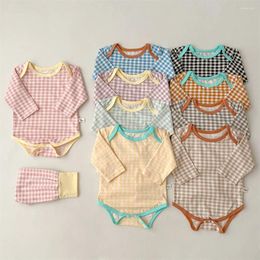 Clothing Sets Born Baby Boy Girl Clothes Set Plaid Outfits Cotton Soft Long Sleeve Bodysuit And Pants Infant Homewear