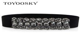 2019 Luxury Designer Leather Belts for Women High Quality Elegant Elastic Belt Skinny Belt for Women with Crystal Toyoosky Q0624278567831