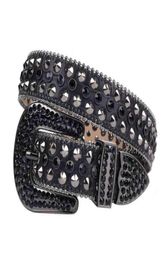 New Gothic Punk Style All Black Bling Rhintone Belt DiamondSpike Studded Crocodile Leather Belt Cool Accsory8136020