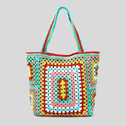 Evening Bags Coconut Tree Pattern Straw Women Handbags Round Corn Husk Woven Hand Handmade Summer Beach Bag Large Tote Purses For