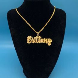 Collane con ciondolo Personalizzato in acciaio inossidabile con incisione Nome Corda Collane a catena Personalizzato rimovibile Colore oro Targhetta Collana Donna Uomo Gioielli 231206