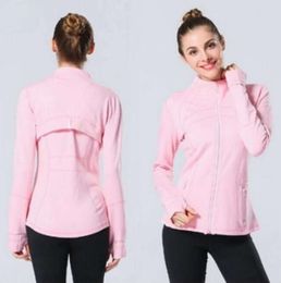 L-520 Autumn Winter New Zipper Jacket Quick-Drying Yoga Clothes Long-Sleeve Thumb Hole Training Running Women Slim Fitness Coat