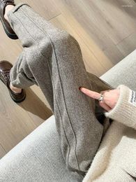 Women's Pants Winter Woollen For Women Thicken Warm Ankle-Length Harem Office Lady Khaki Elastic Waist Fashion Trousers