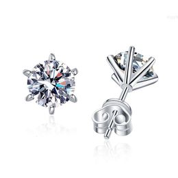 0.3ct / 0.5ct 1.0ct 2.0ct Screw Back S925 Silver 6 Prong White Gold Moissanite Diamond Earrings