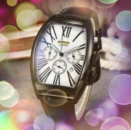 High Grade Super Big luxury Fashion Quartz mens watch sub dials working leather strap Sports clock waterproof full functional presidet bracelet watches