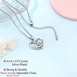Creative Heart Elegant Moon Star Copper Zircon Pendant Necklace with Card Box Decorative Accessories Holiday Birthday Party Gift for Niece