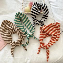 Scarves Striped Scarf Women's Winter Warm Knitted Triangular Adults Kids Year Luxury Christmas Gifts A070