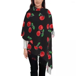 Scarves Cherry Fruit Cerasus Shawl Wrap Women Winter Warm Large Long Scarf Cute Cartoon Neckerchief