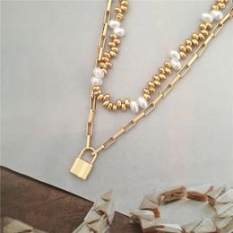 Pendant Necklaces Stylish Layered Chain Pearl Necklace Texture Waterproof Trendy Korean Thin Jewelry Women