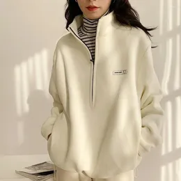 女性のフーディーズウォームフリーススウェットシャツ女性春秋のカジュアルルーズレターKPOPファッションとVelevt Coat Pullover Outwear