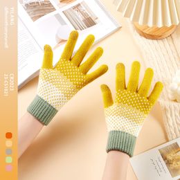 New winter gloves with warm and warm insulation, plush knitted gloves, thick touch screen gloves with split fingers for men and women