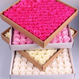 81PCS/Lot Rose Soap Flower Set 3 layers 16 Solid Colors Heart-Shaped Rose Soap Flower Romantic Wedding Party Gift Handmade Petals DIY Decor