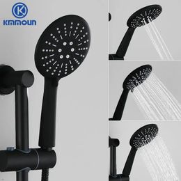 Bathroom Shower Heads Black Set ABS Hand Head Handheld Spray Water Saving Hose Bracket 231206