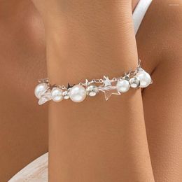 Charm Bracelets Lacteo Trendy Tiny Star Beads Bracelet For Women Girls Clear Acrylic Imitation Pearl Bangles Y2K Jewelry Party Street