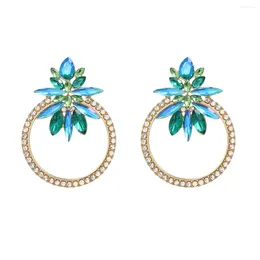 Dangle Earrings 3Colors Rhinestone Flowers For Women Fashion Jewellery Girls' Daily Collection Accessories