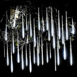 Christmas Decorations 10 Tube Meteor Shower LED String Lights Street Garland Christmas Tree Decoration Outdoor Year Fairy Tale Garden Lights 231207