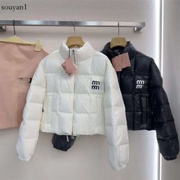 2023 Autumn/winter New Nanyou Miu Small Stand Up Collar Versatile, No Man Picking, Reduced Age White Duck Zipper Jackets, Down Jackets