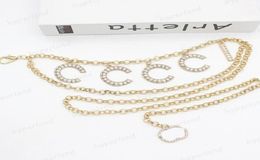 Golden Chains Belts For Women Designer Waistband Links Silver Waist Belt Luxury Letter Accessories Girls Diamond Pearl Chain Ceint5490546