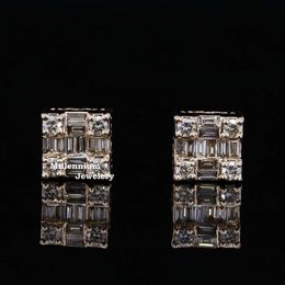 Premium Quality Moissanite Earrings Rose Gold Plated Sterling Silver Stud Square Screw Back Finding