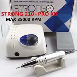 Nail Art Equipment Strong 210 PRO XII Nail Drill 65W 35000 Machine Cutters Manicure Electric Nail Drill Milling Manicure Machine Polish Nail File 231207