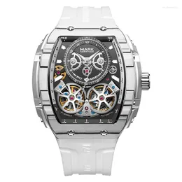 Wristwatches 2023 High-quality Men's Carbon Fibre Double Flywheel Wine Bucket Business Watch Full-automatic Mechanical