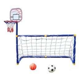 Balls Children's Outdoor Sports Football Goal Two-in-one Suit Boys and Girls Basketball Stand Portable Football Goal Plastic Toy Mini 231206