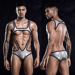 Men's Hollow Out Underwear Erotic Catsuit Bodysuit Lingerie Porno Costumes Sexy Clubwear Outfits