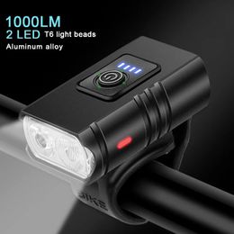 Bike Lights BK02 Light USB Rechargeable T6 LED Bicycle 6 Modes MTB Flashlight Headlight for Cycling Front Lamp 231206
