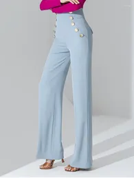 Stage Wear High Waist Ballroom Dance Standard Pants Kawaii Clothes Waltz Classical Solid Color Hippie Latin Women Buttons Trousers