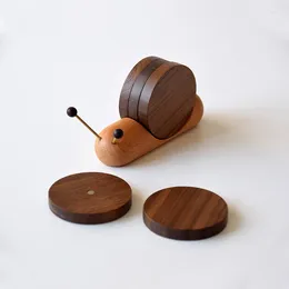 Table Mats Creative Snail Tea Black Walnut Ceremony Solid Wood Insulated Mat Placemats For Crafts