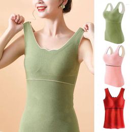 Camisoles & Tanks Women Seamless Compression Tank Top Chest Pads Slim Fit Bottoming Vest High Elasticity Comfortable Thermal Underwear