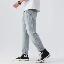 Men's Jeans Mens Long Pants Japanese Vintage Stretch Washed Simple Casual Male Demin Large Size Trousers