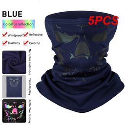 Cycling Caps Masks 5PCS Skull Face Mask Outdoor Riding Mask Ski Skull Half Face Mask Ghost Scarf Multi Use Neck Warmer Winter Plus Cashmere 231204