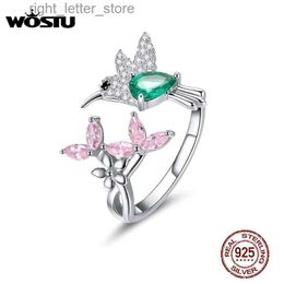 Solitaire Ring WOSTU 925 Sterling Silver Trendy Gift of Hummingbird Ring For Women High Quality Original Brand Jewelry Gift CTR016 YQ231207